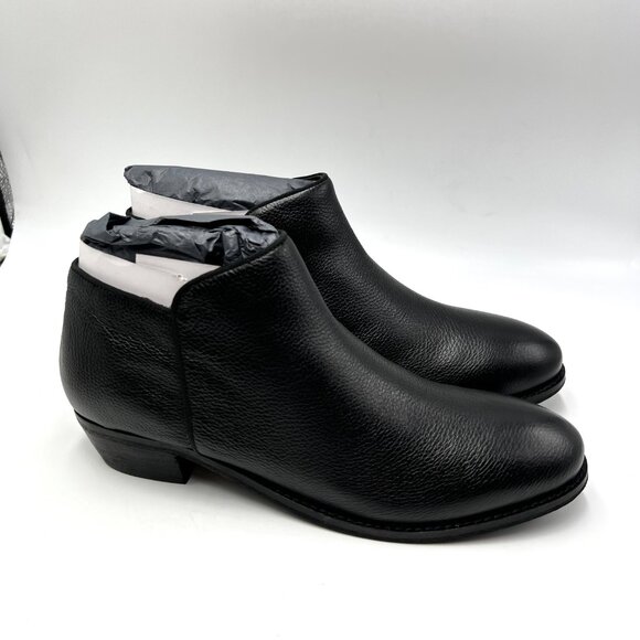 9.5N‎ 9.5 NARROW WIDTH Softwalk Womens Rocklin Black Leather Ankle Boots Shoes - Picture 1 of 14